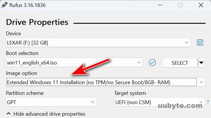 Why 'Extended Windows 11 Installation without TPM and Secure Boot' Menu Not  Showing in Rufus?